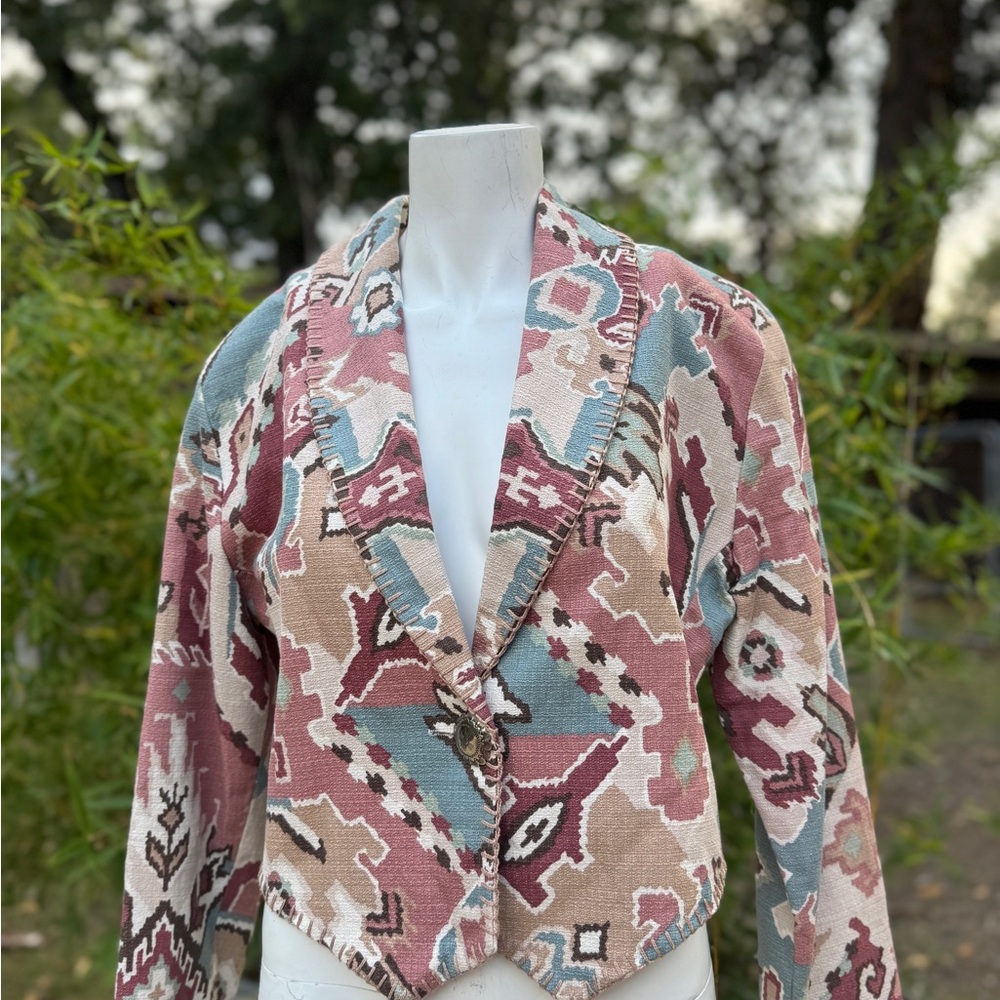 Vintage Southwestern Patterned Cropped  Jacket